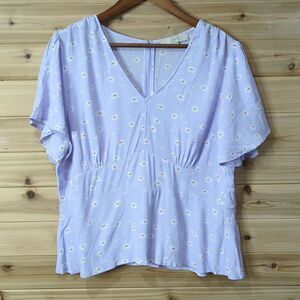 LOFT Light Purple Floral Blouse